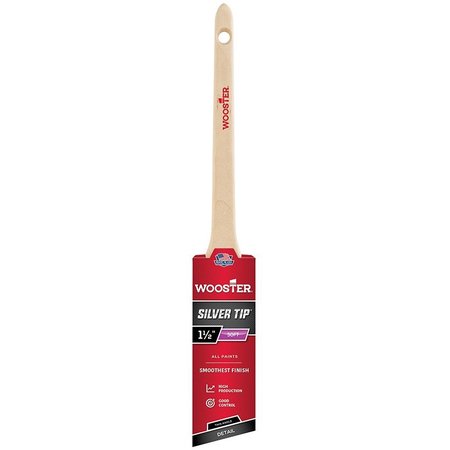 Wooster 1-1/2" Thin Angle Sash Paint Brush, Silver CT Polyester Bristle, Wood Handle 5224
